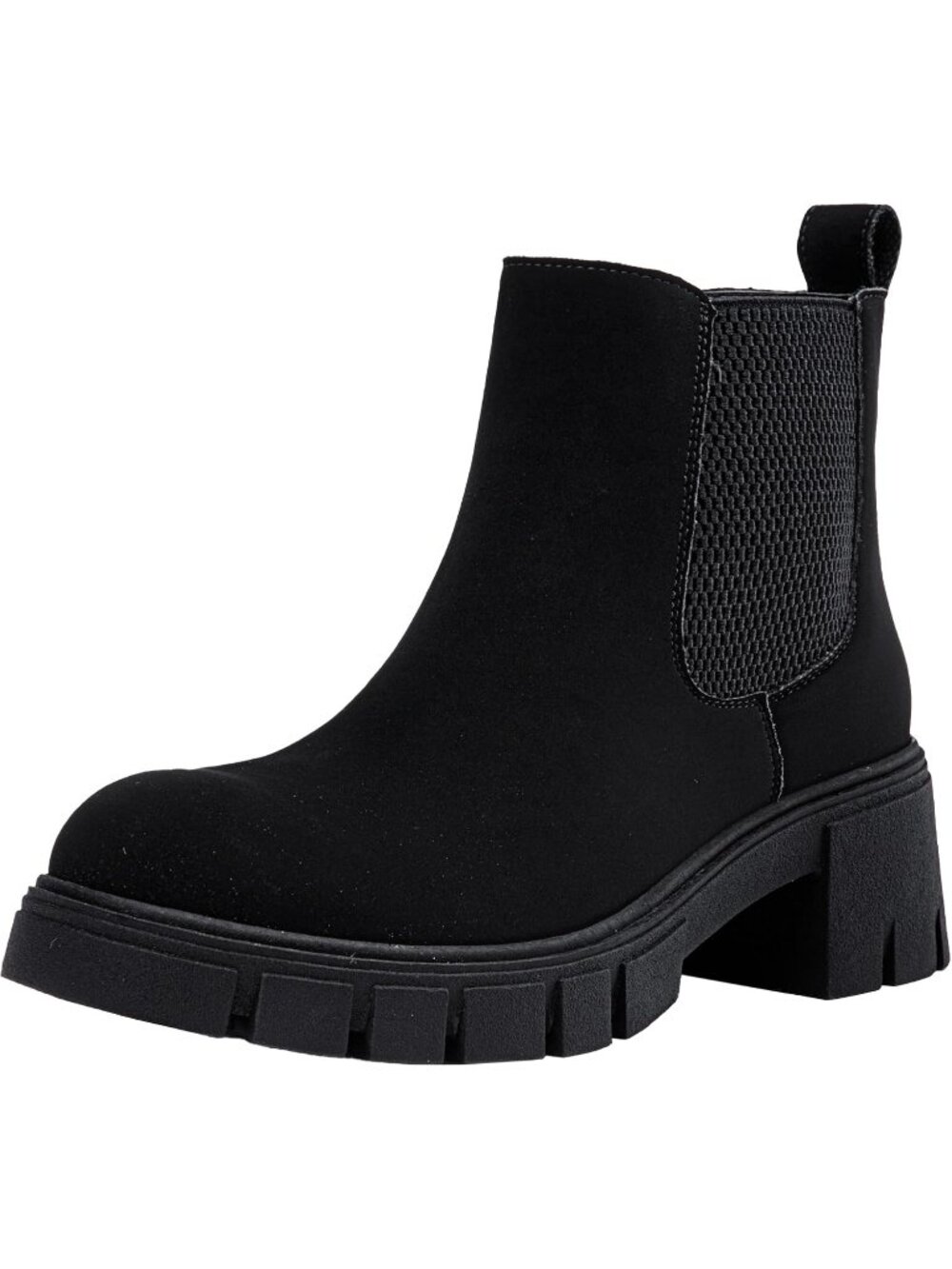 🆕Women's Dark Black Chelsea Ankle Boots Chunky Platform Lug Sole Shoes